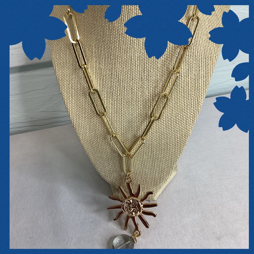 Gold Sun Pendant Chain Necklace - Women's Jewelry